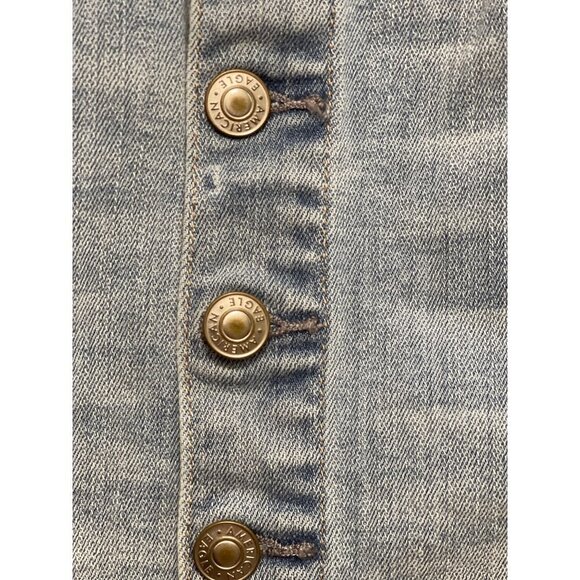 AEO AMERICAN EAGLE Super Stretch Women's A-Line Jean Skirt Size 4 Denim Y2K Mini - Picture 4 of 11